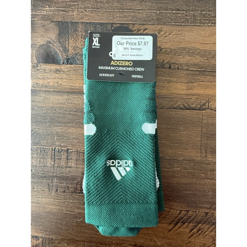 New Adidas Team Speed 2 Football Socks for Men Men's XL 12-16 Green Cushioned